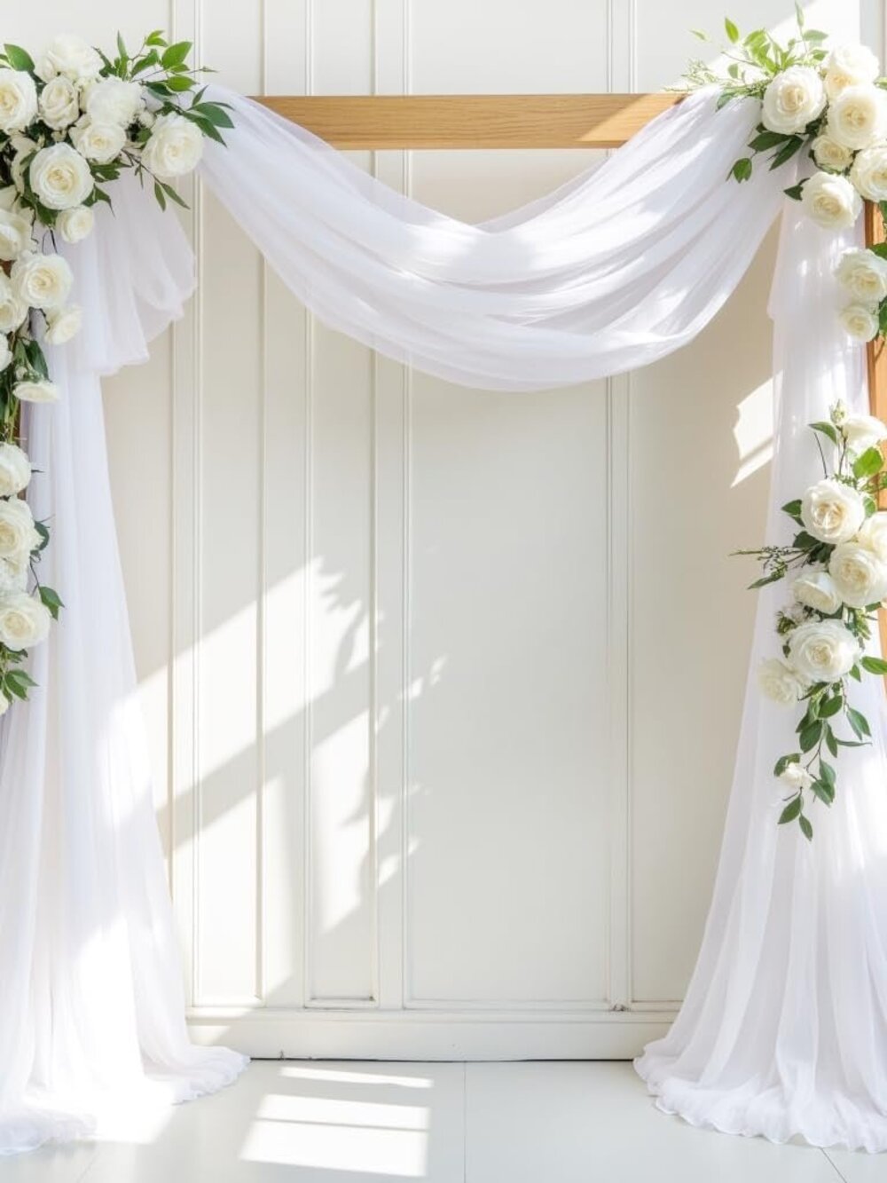White Wedding Arch Draping Fabric 30'' x 18FT Sheer Chiffon Arch Drape